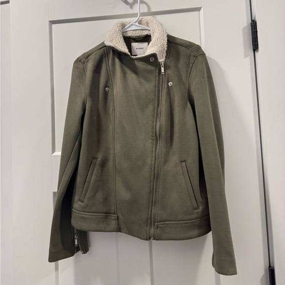 Old Navy Olive Green Suede Motto Jacket - Picture 1 of 4